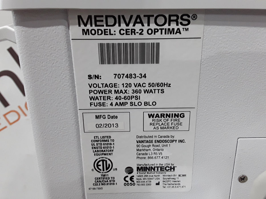 Medivators CER-2 Optima Endoscope Reprocessor