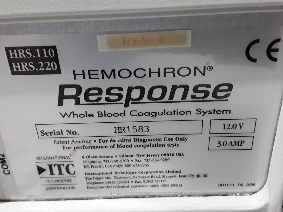 ITC / International Technidyne Corp Hemocron Response Coagulation System