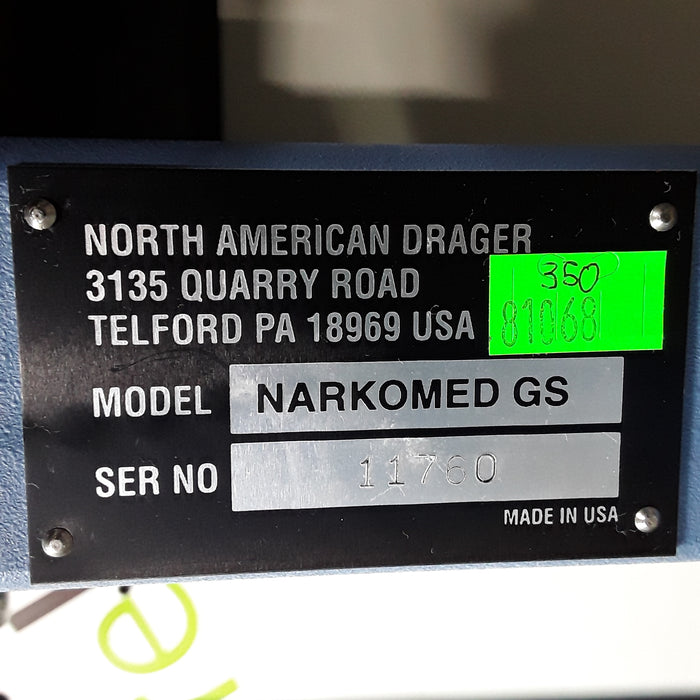 Draeger Medical Narkomed GS Anesthesia Machine