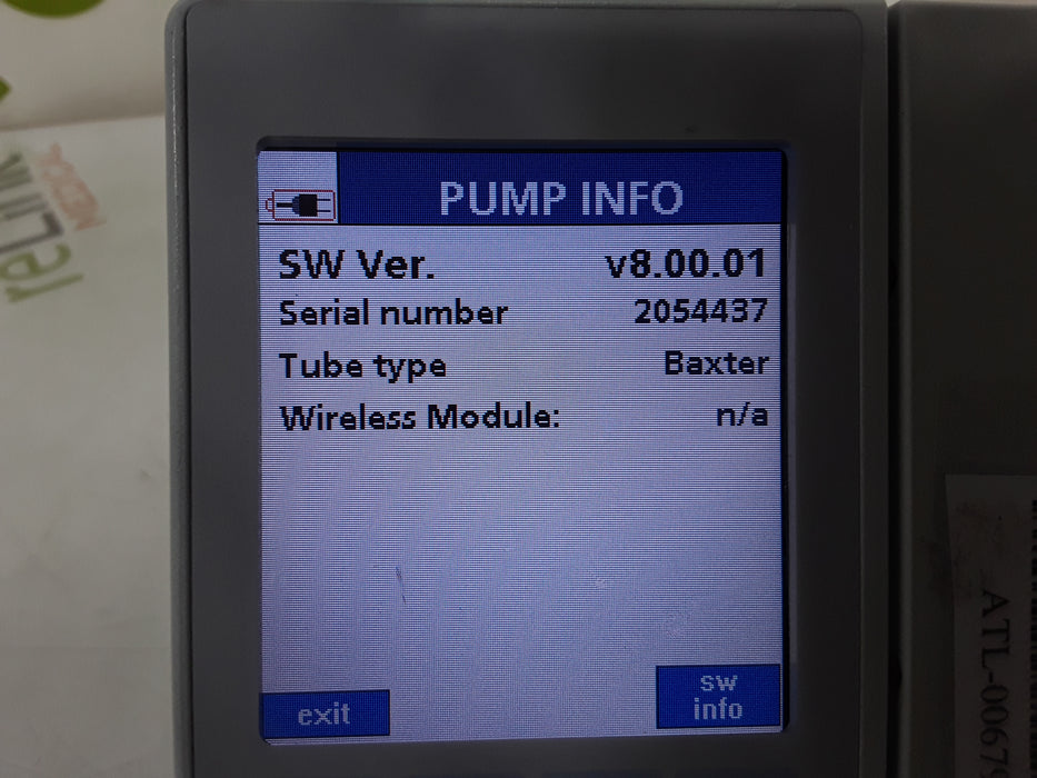Baxter Sigma Spectrum 8.00.01 w/ B/G Battery Infusion Pump