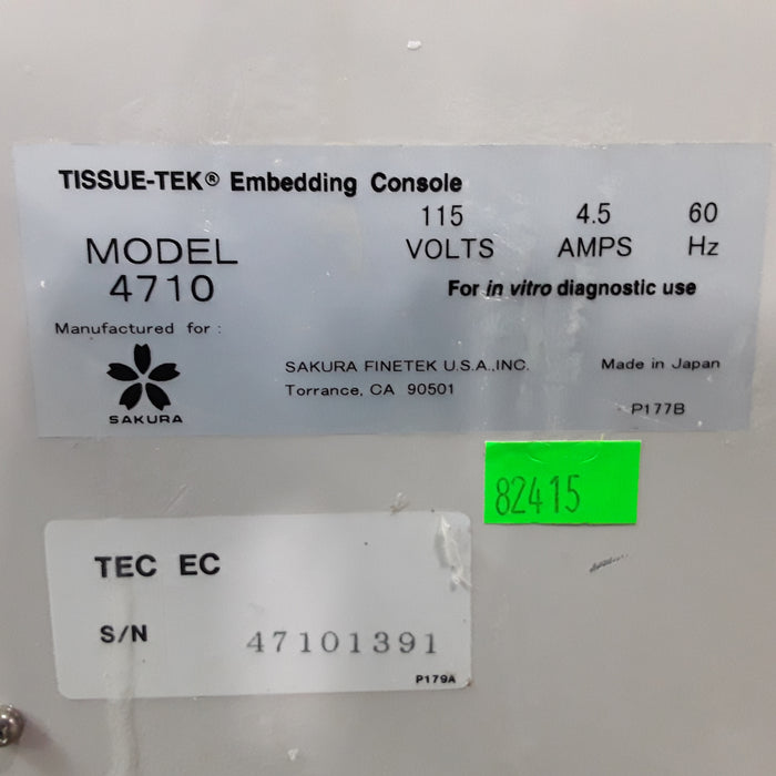 SAKURA Tissue-Tek Model 4710 Embedding Console