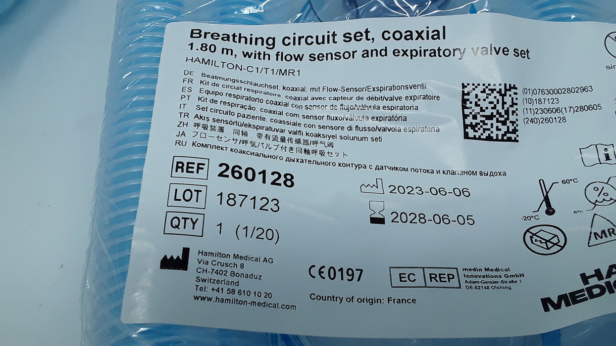 Hamilton Medical Inc 260128 Breathing Circuit Set 1.8m Box of 20