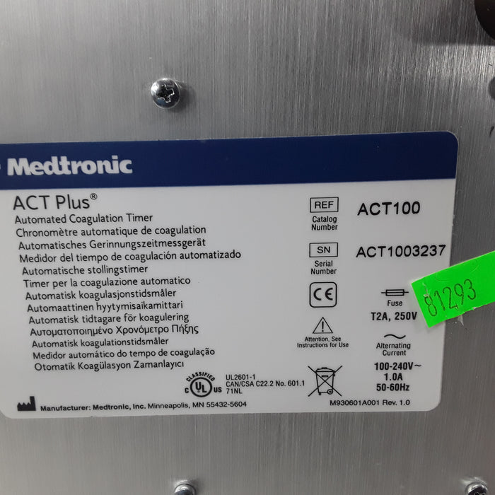 Medtronic ACT Plus Automated Coagulation Timer