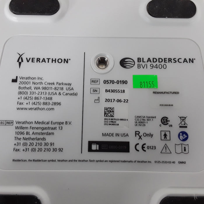 Verathon Medical, Inc BVI 9400 Bladderscan