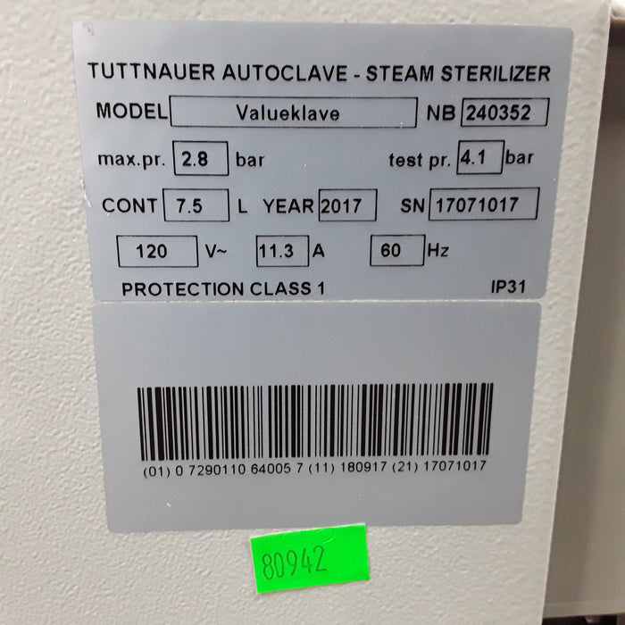 Tuttnauer Valueklave 1730 Autoclave Sterilizer