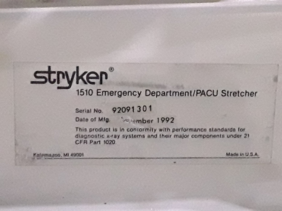 Stryker 1510 Emergency Department/PACU Stretcher