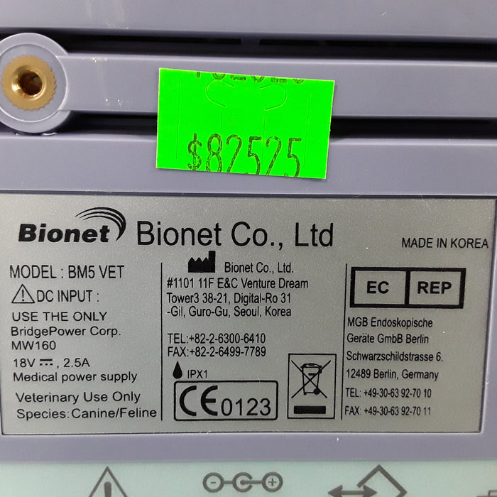 Bionet America, Inc. BM5Vet Multi-Parameter Veterinary Monitor