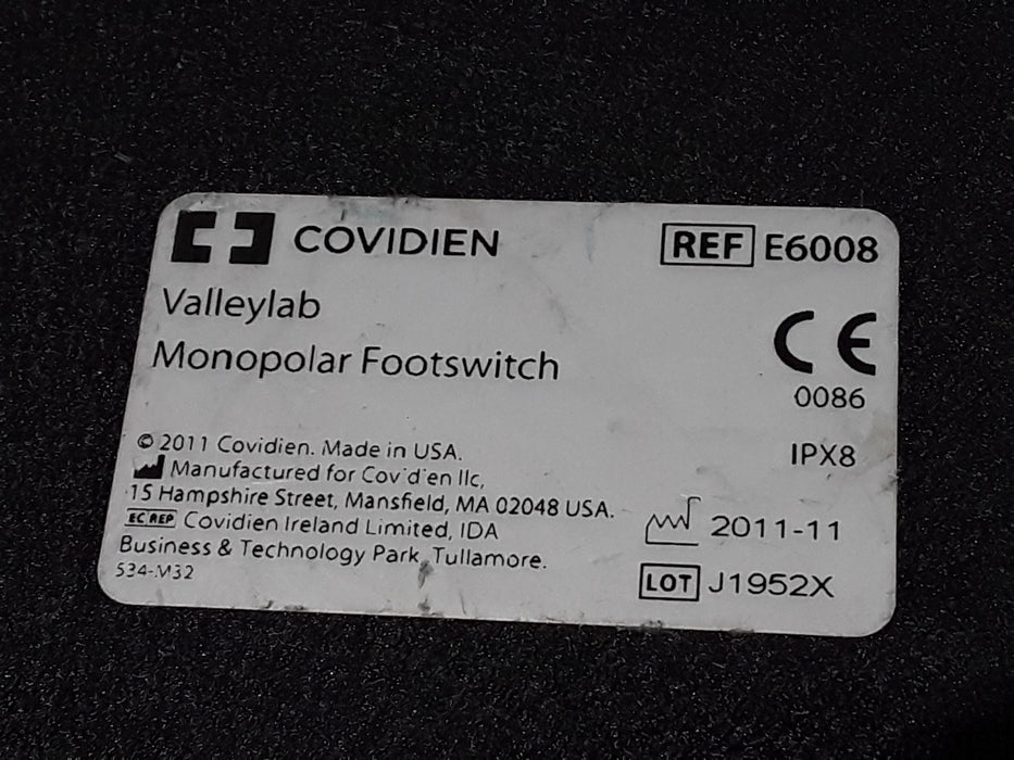 Valleylab E6008 Monopolar Electrosurgical Footswitch