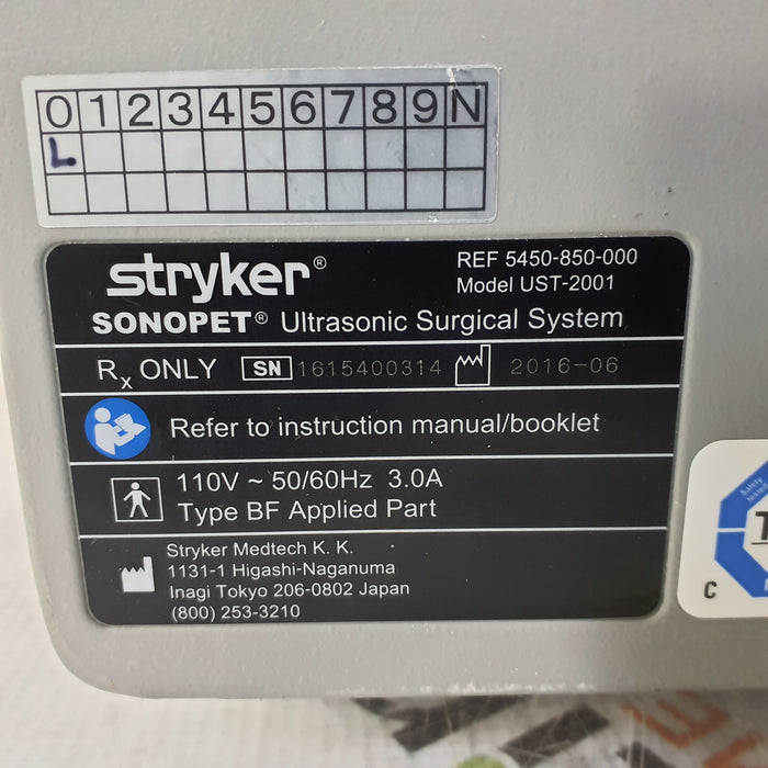 Stryker SonoPet Omni UST-2001 Ultrasonic Surgical System
