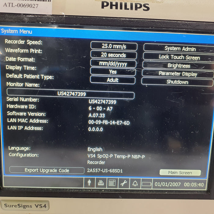 Philips SureSigns VS4 Vital Signs Monitor