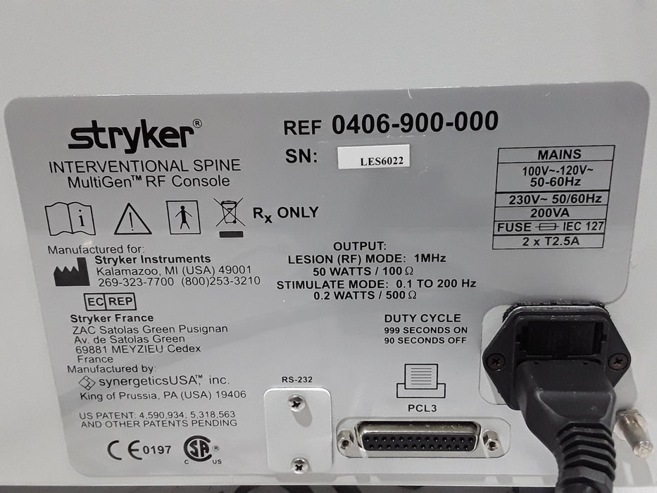 Stryker RF Multigen 0406-900-000 Radiofrequency Generator