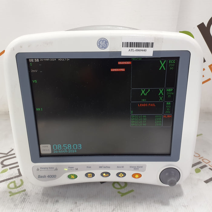 GE Healthcare Dash 4000 - GE/Nellcor SpO2 Patient Monitor