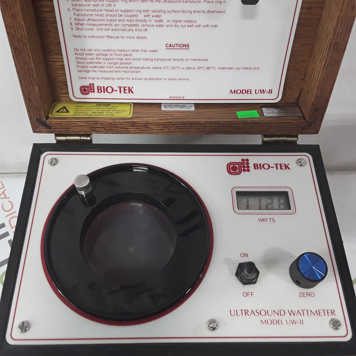 Bio-Tek Instruments UW-II Ultrasound Wattmeter Biomedical Testing Unit