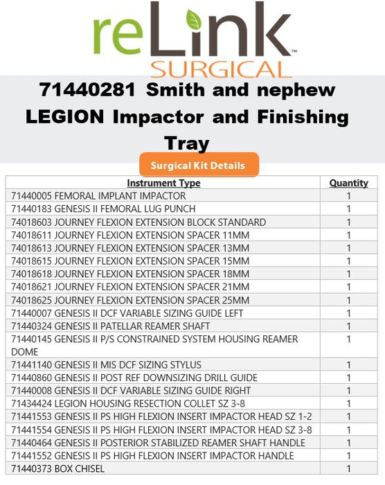Smith & Nephew 71440281 LEGION Impactor and Finishing Tray
