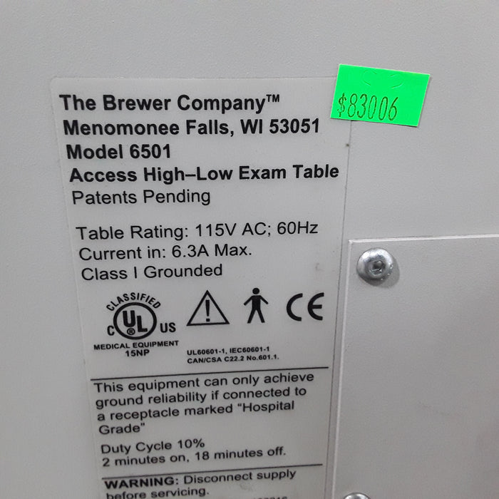 Brewer 6501 Access High-Low Exam Table