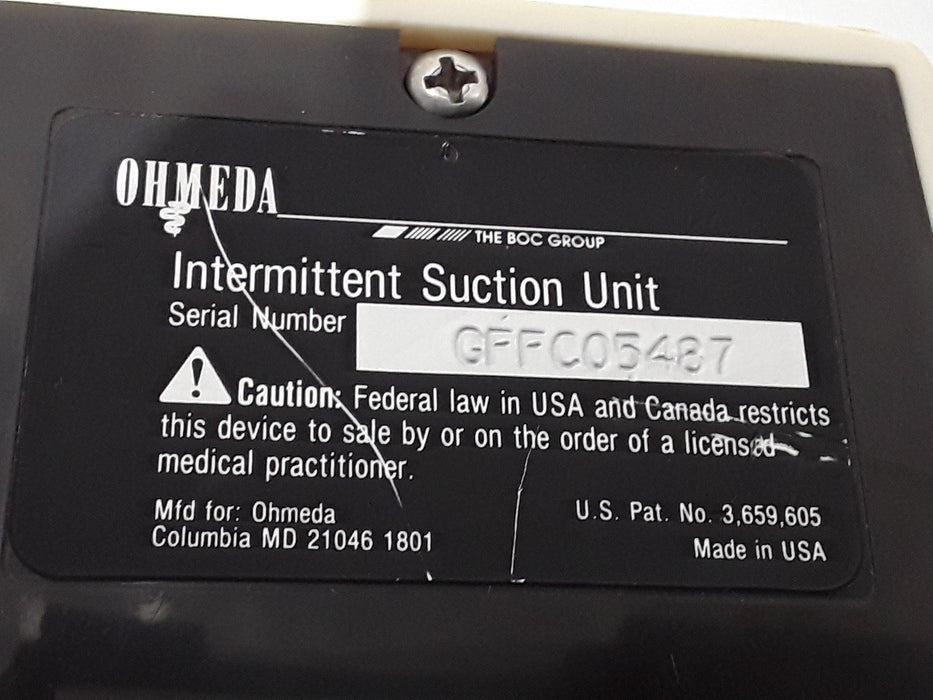 Ohmeda Medical ISU Model 6-1251 Intermittent Suction Unit