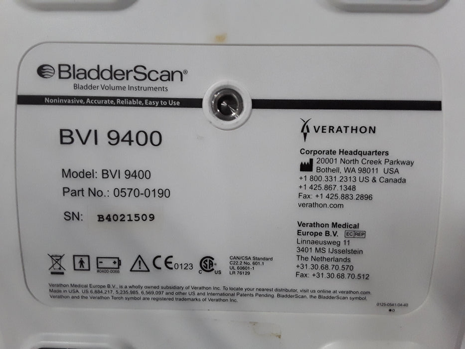 Verathon Medical, Inc BVI 9400 Bladderscan