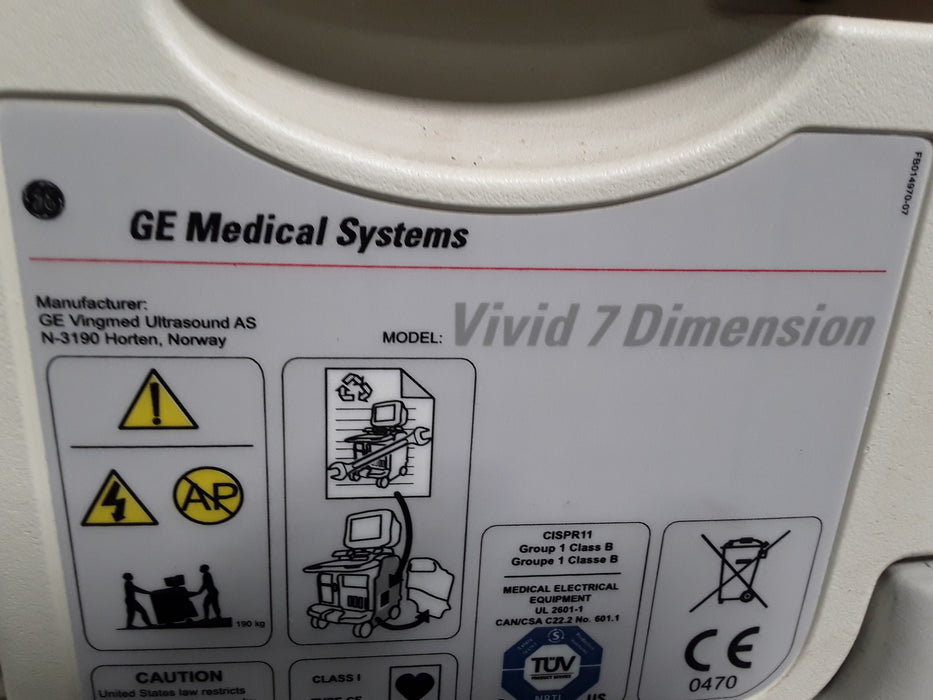 GE Healthcare Vivid 7 Dimension Ultrasound