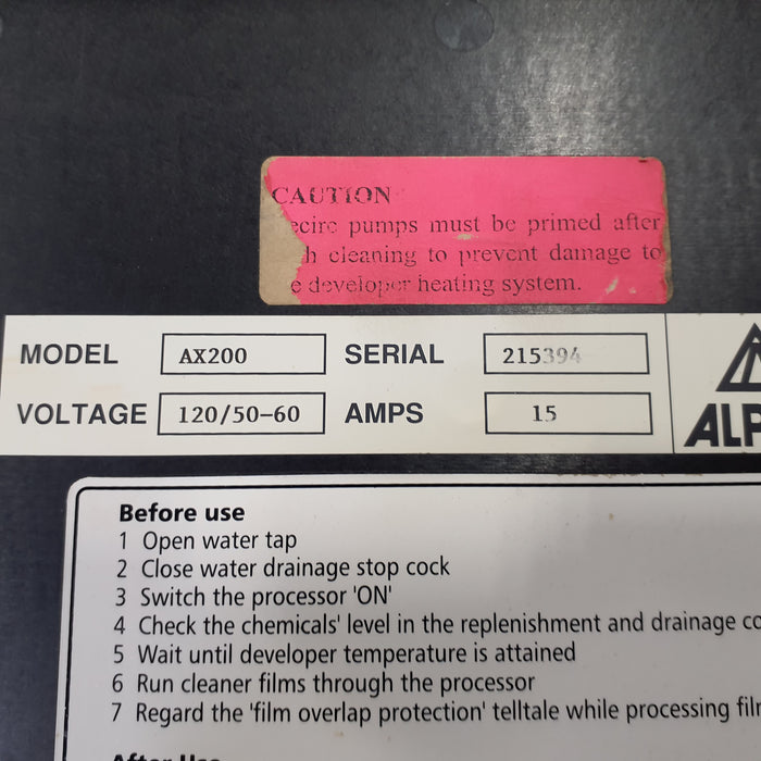 Alphatek AX200 X-Ray Film Processor