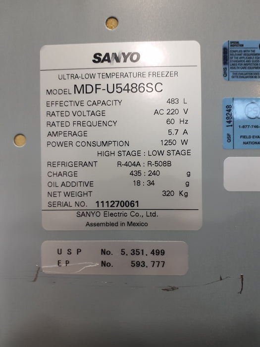Sanyo MDF-U5486SC Ultra-Low Temperature Freezer