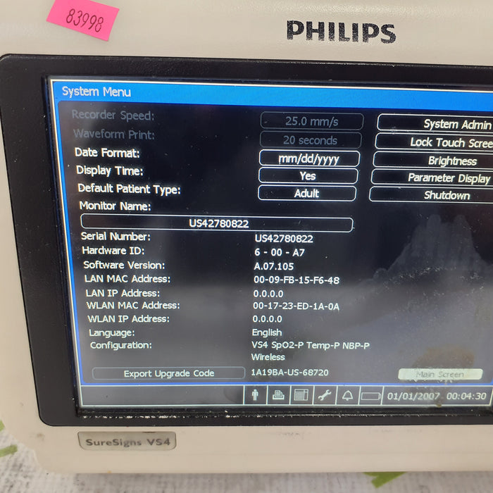 Philips SureSigns VS4 Vital Signs Monitor