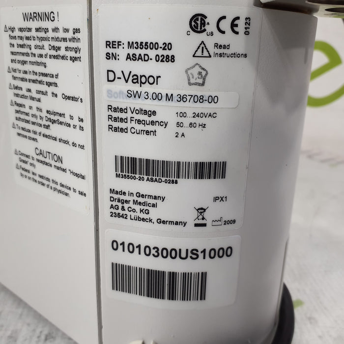 Draeger Medical D-Vapor Desflurane Vaporizer