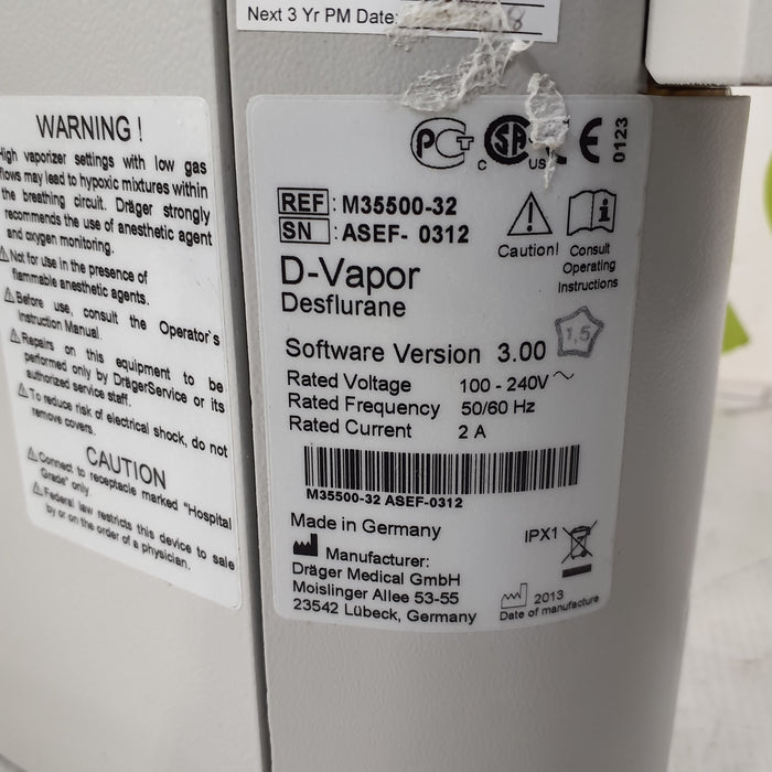 Draeger Medical D-Vapor Desflurane Vaporizer