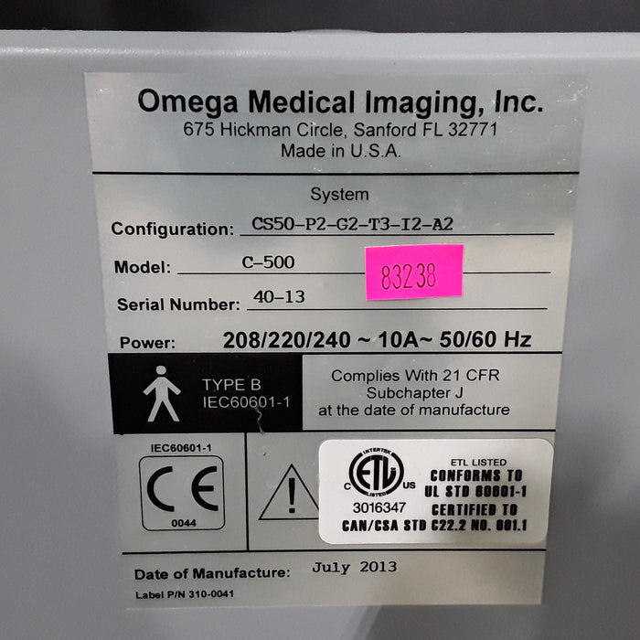 Omega Medical Imaging, Inc. C-500 Imaging Table