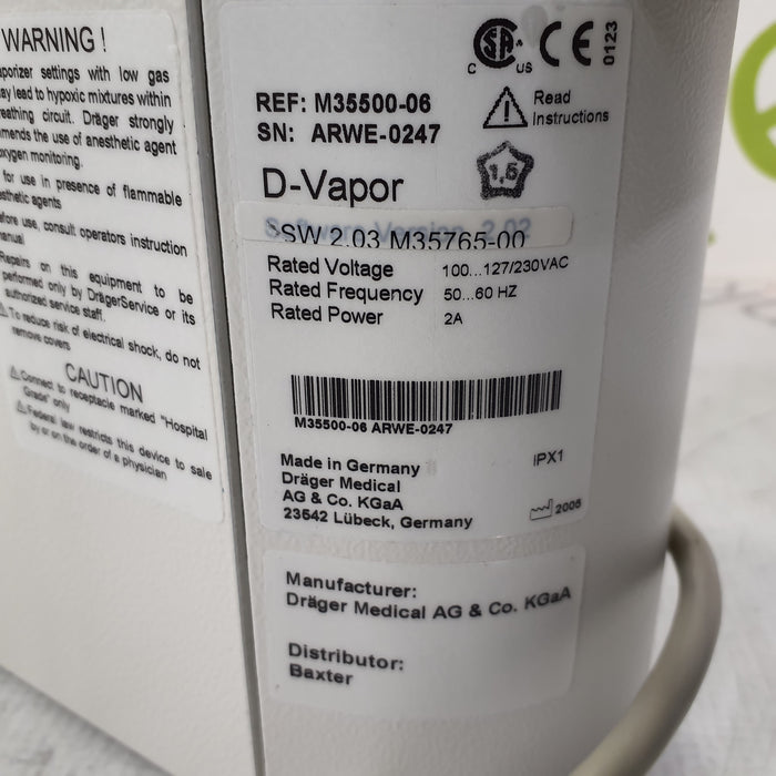 Draeger Medical D-Vapor Desflurane Vaporizer