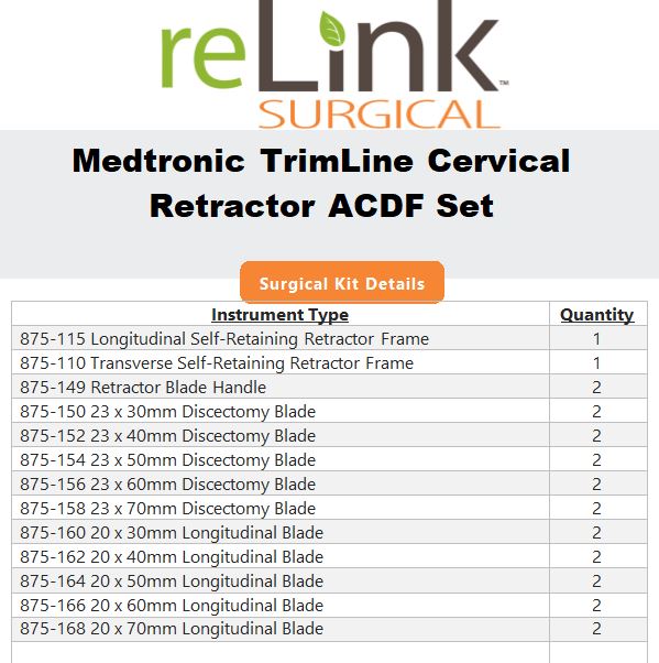 Medtronic TrimLine Cervical Retractor ACDF Set