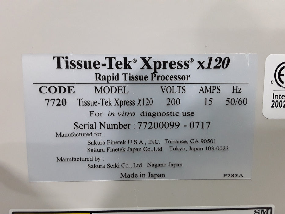 SAKURA Tissue-Tek Xpress x120 Rapid Tissue Processor