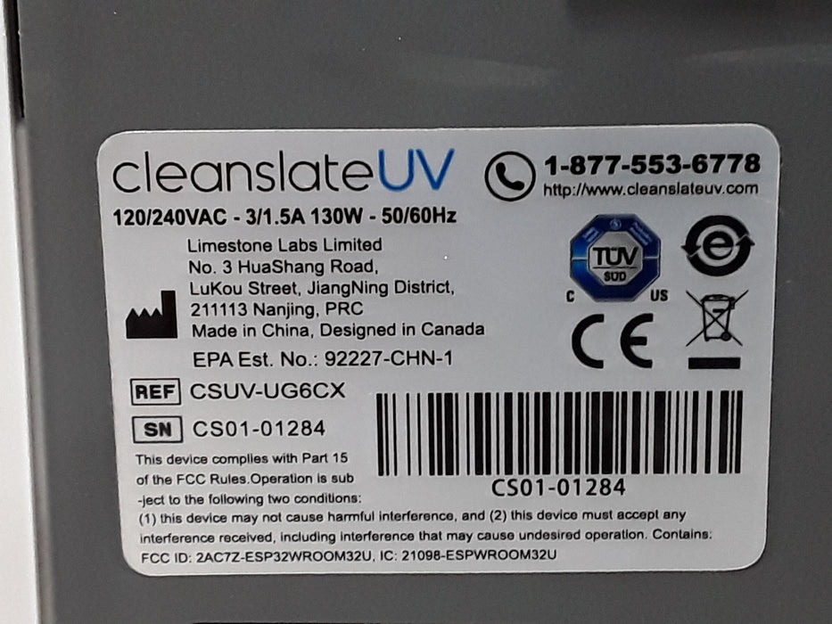 Clinical Technology Inc (CTI) CSUV-UG6CX CleanSlate UV Ultraviolet Sterilizer