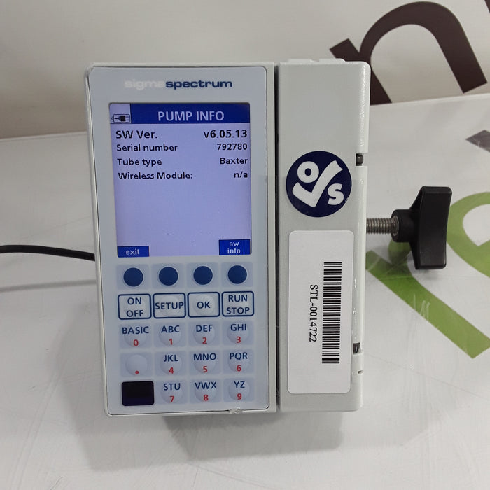 Baxter Sigma Spectrum 6.05.13 with Non-Wireless Battery Infusion Pump