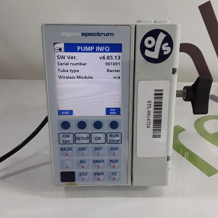 Baxter Sigma Spectrum 6.05.13 with Non-Wireless Battery Infusion Pump