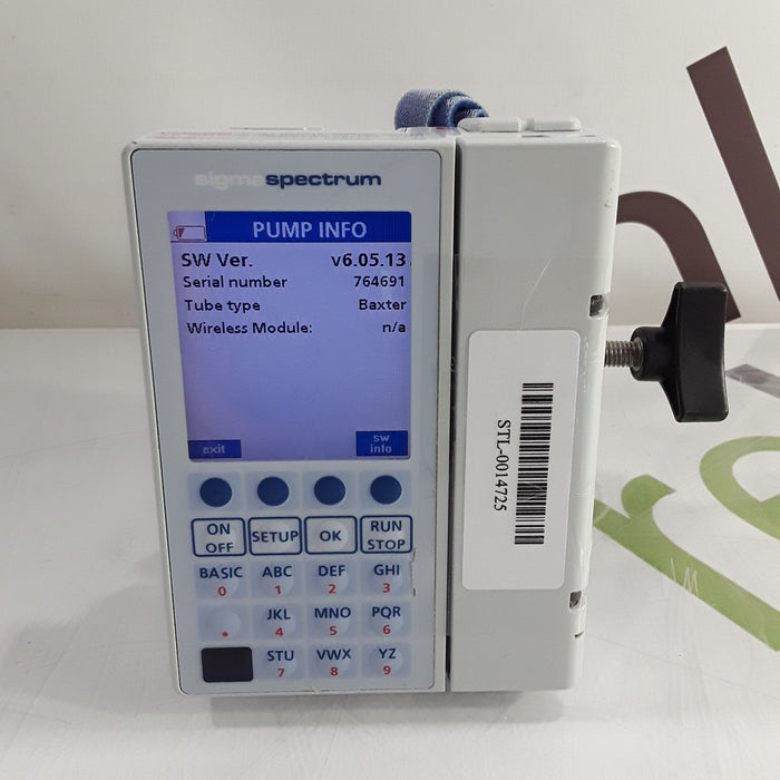 Baxter Sigma Spectrum 6.05.13 with Non-Wireless Battery Infusion Pump