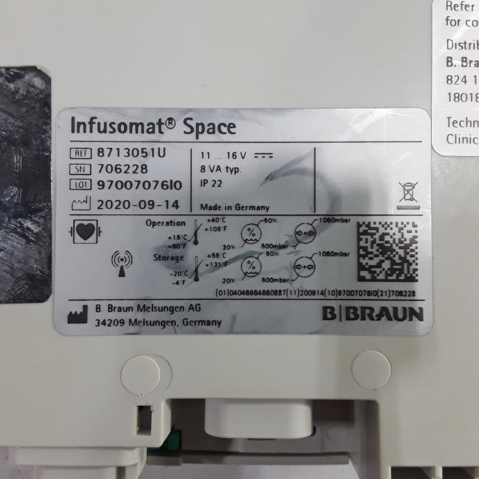 B. Braun Infusomat Space w/AC Adapter Infusion Pump
