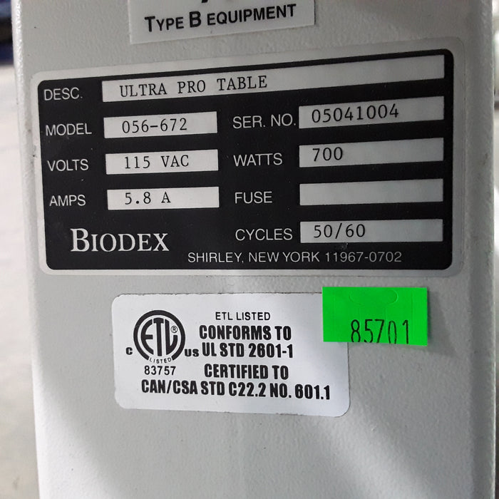 Biodex 056-672 Ultra Pro Table