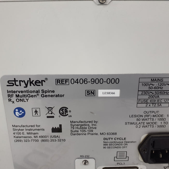 Stryker RF Multigen 0406-900-000 Radiofrequency Generator