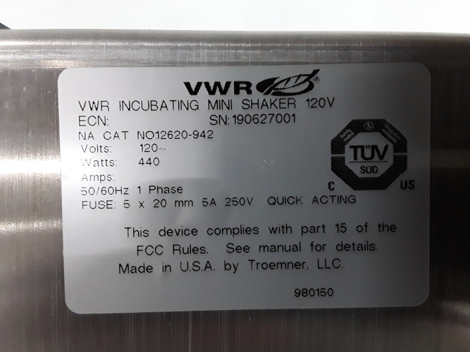 Troemner VWR 12620-942 Mini Incubator Shaker