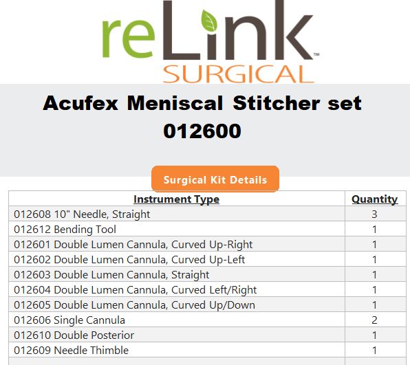 Acufex 012600 Meniscal Stitcher Set