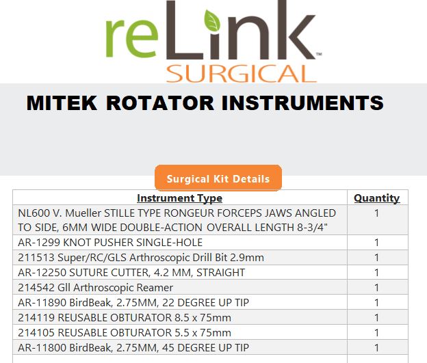 DePuy Mitek Rotator Cuff Repair Instruments