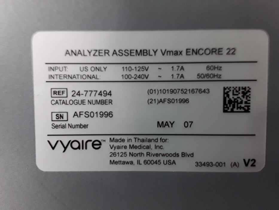 CareFusion 24-777494 Vmax Encore 22 Analyzer Assembly