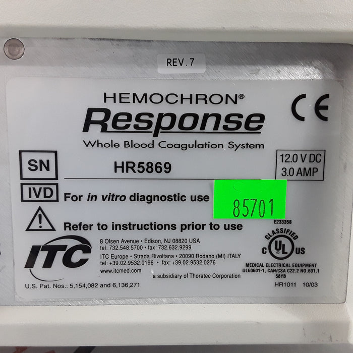 Hemochron Response Whole Blood Coagulation System