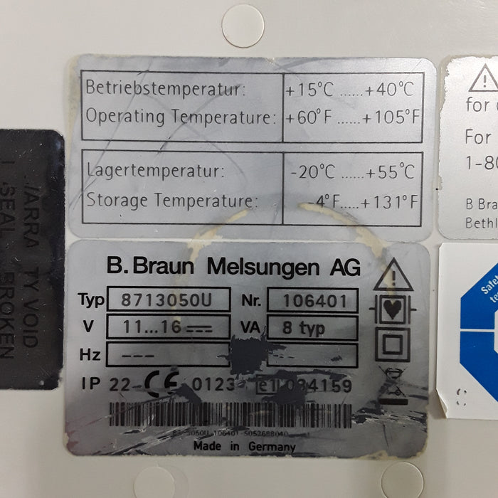 B. Braun Infusomat Space w/Pole Clamp & AC Adapter Infusion Pump