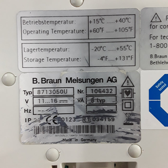 B. Braun Infusomat Space w/Pole Clamp & AC Adapter Infusion Pump