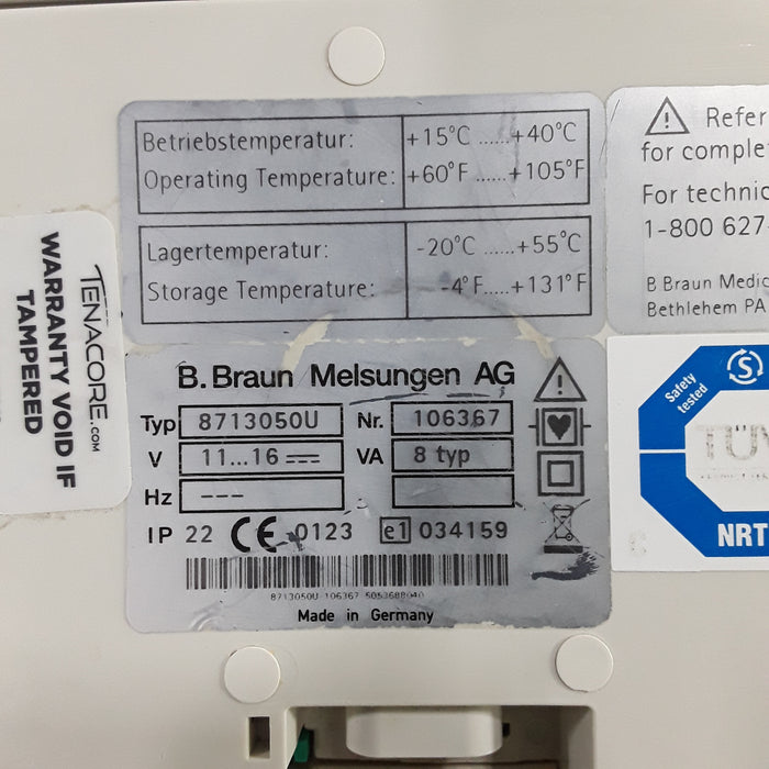 B. Braun Infusomat Space w/Pole Clamp & AC Adapter Infusion Pump