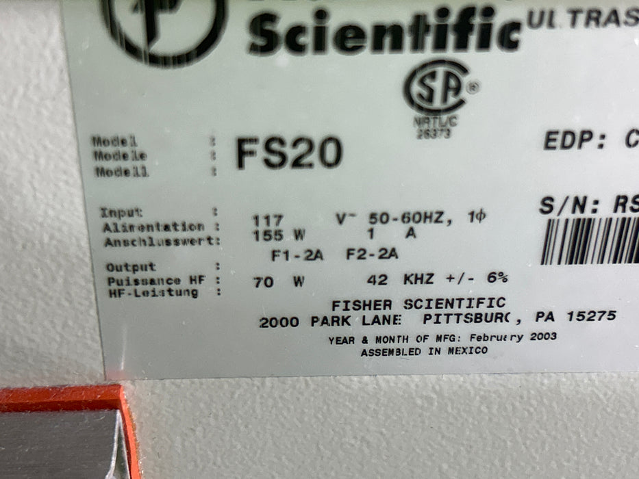 Fisher Scientific FS20H Ultrasonic Cleaner