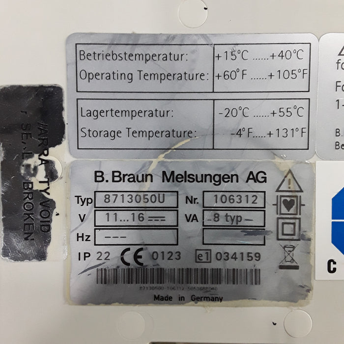 B. Braun Infusomat Space w/Pole Clamp & AC Adapter Infusion Pump