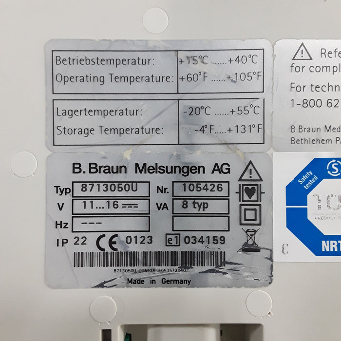 B. Braun Infusomat Space w/Pole Clamp & AC Adapter Infusion Pump