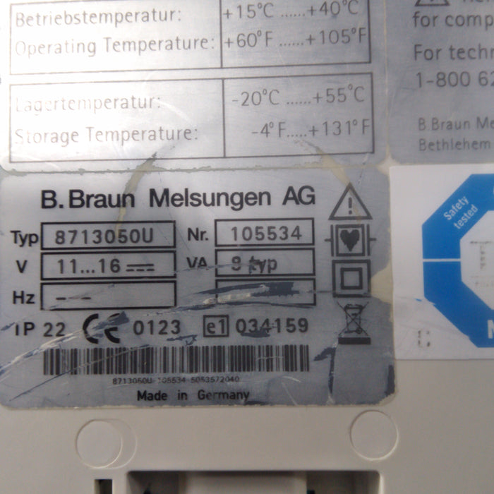 B. Braun Infusomat Space w/Pole Clamp & AC Adapter Infusion Pump